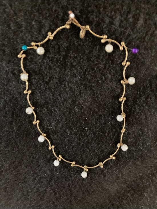 Jewelry - Gold-Tone Pearl Bead Necklace with Accent Stones